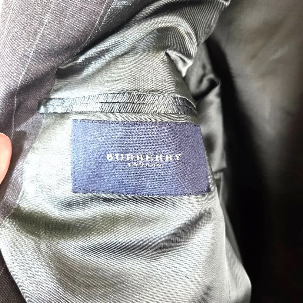 Burberry London Mens Pinstripe Blazer Sport Coat Union Made USA Gray